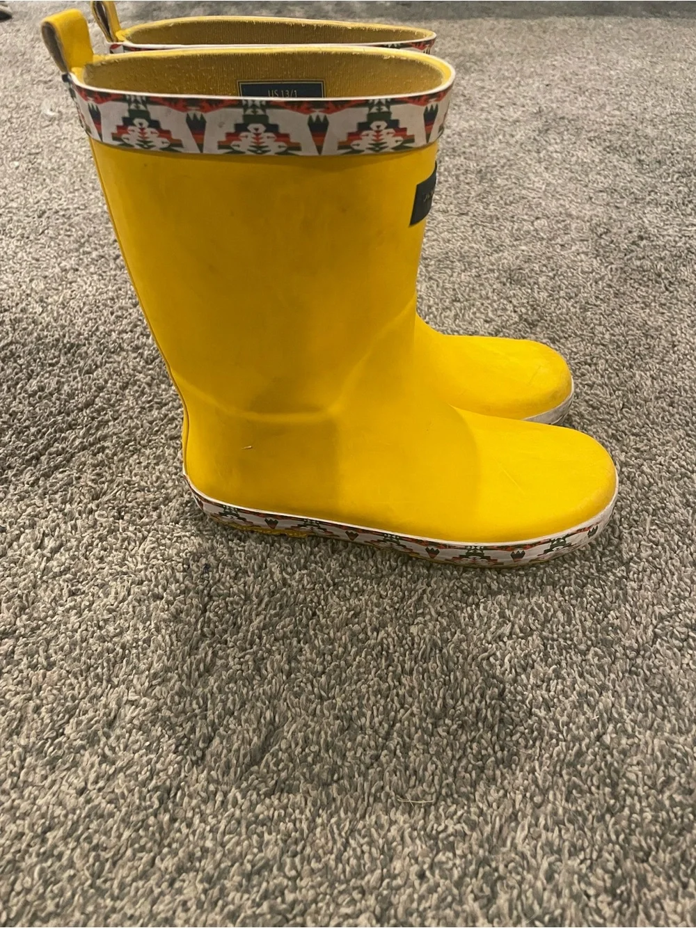 Pendleton Kids Yellow Rain & Snow Boots with Patterned Cuff